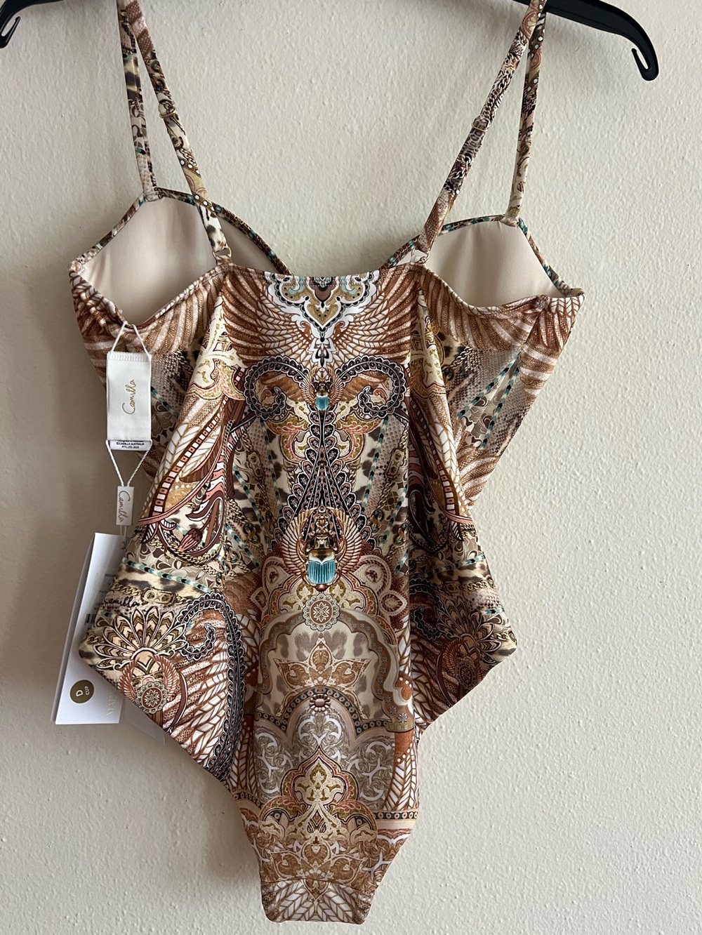NWT Camilla Ththrone Wire Moulder Bra Beige Paisley One Piece Swimsuit Small - Picture 6 of 15
